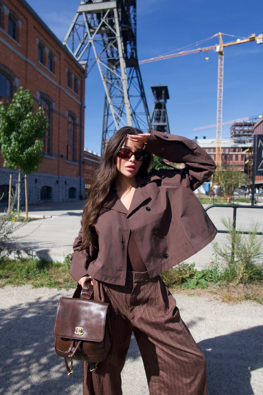 SHORT TRENCH COAT CHOCOLATE
