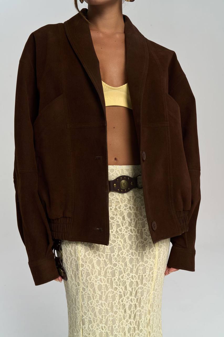 SUEDE BOMBERJACKET - CHOCOLATE