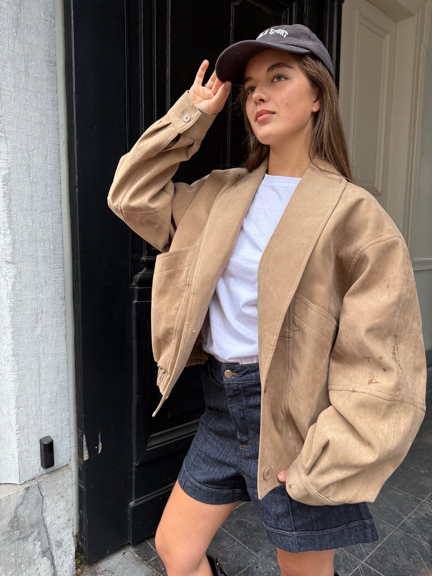 SUEDE BOMBERJACKET - SAND