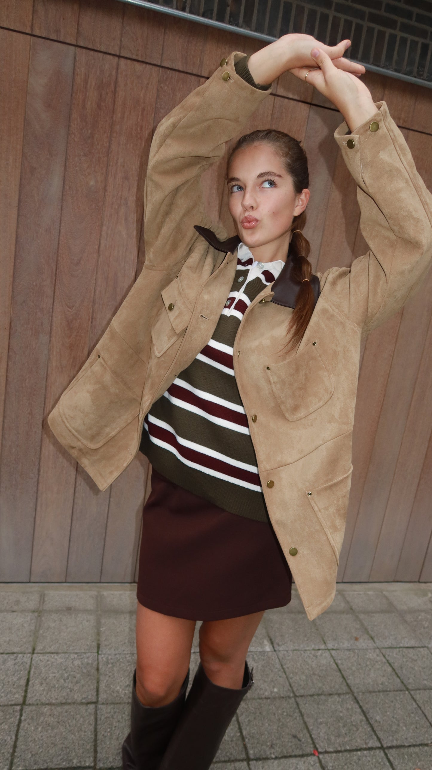 STRIPED POLO KNIT – OLIVE BURGUNDY