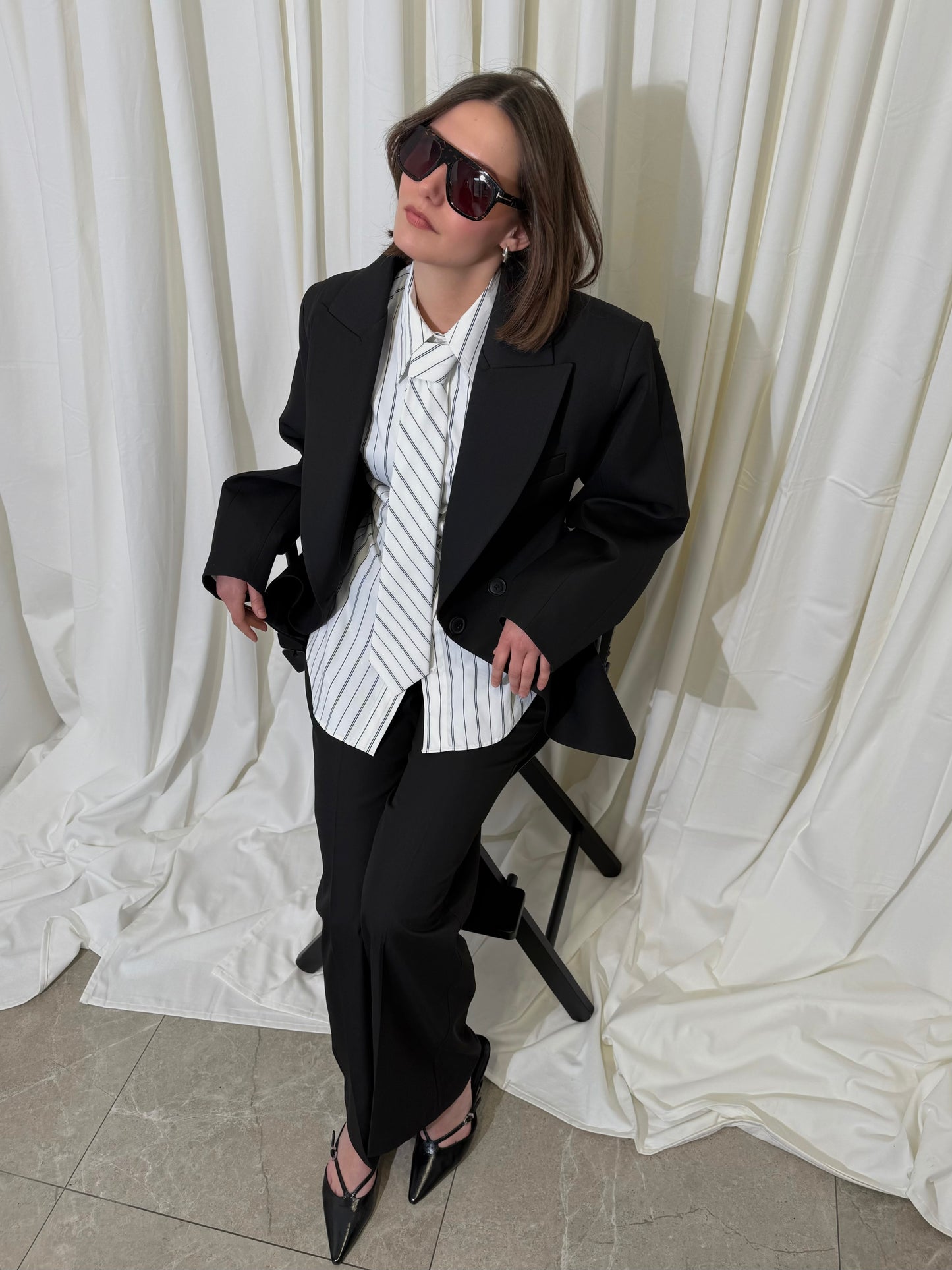 PINSTRIPE TIE SHIRT