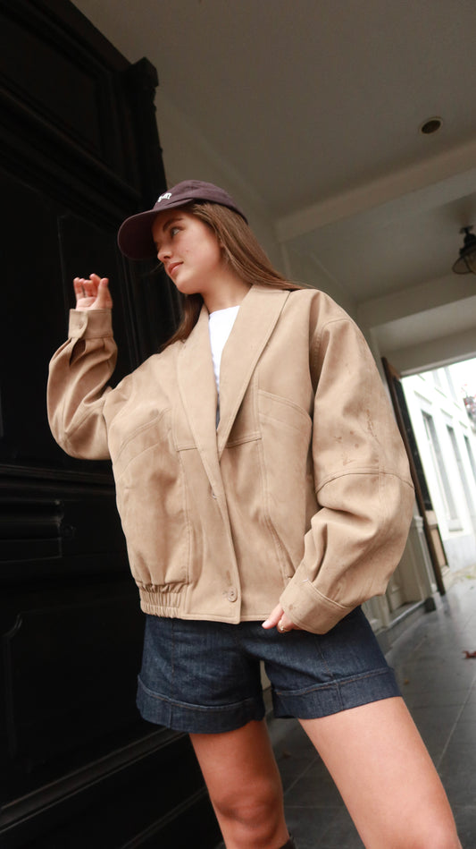 SUEDE BOMBERJACKET - SAND