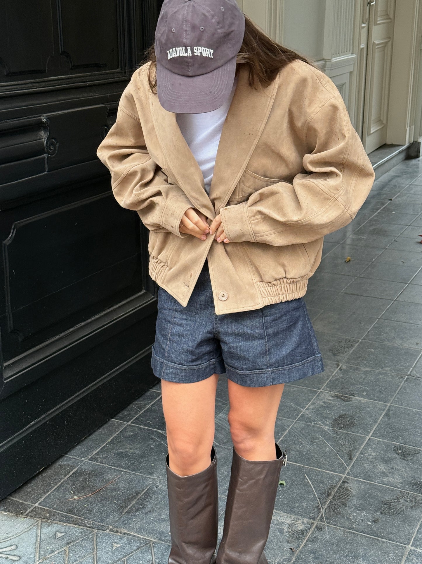 SUEDE BOMBERJACKET - SAND