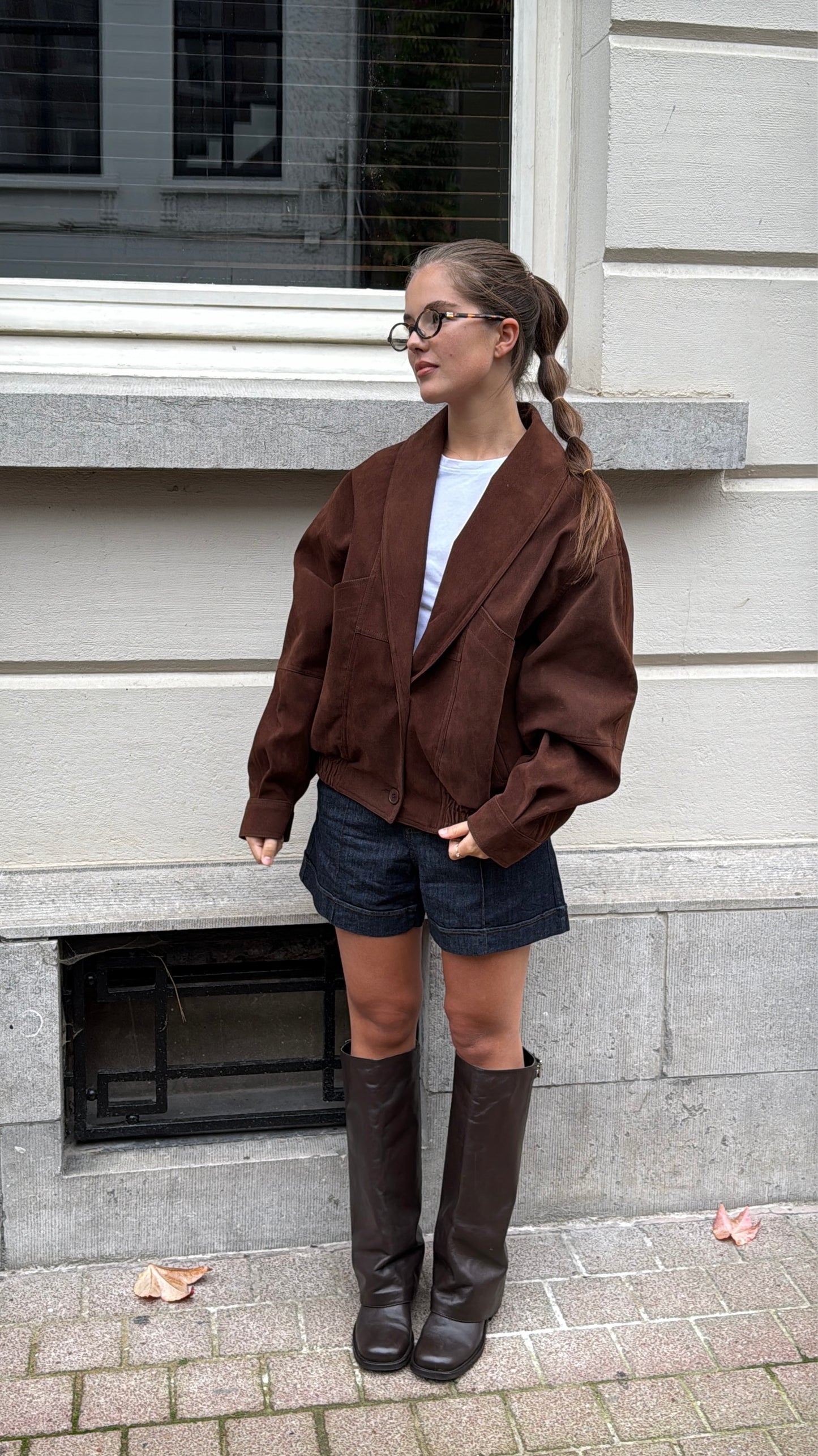 SUEDE BOMBERJACKET - CHOCOLATE