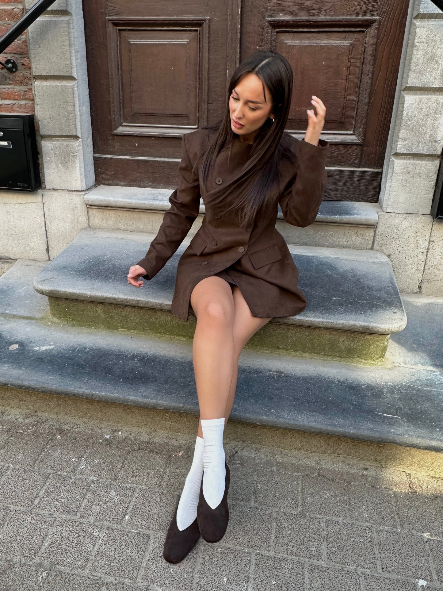 CHOCOLATE BROWN BLAZER DRESS