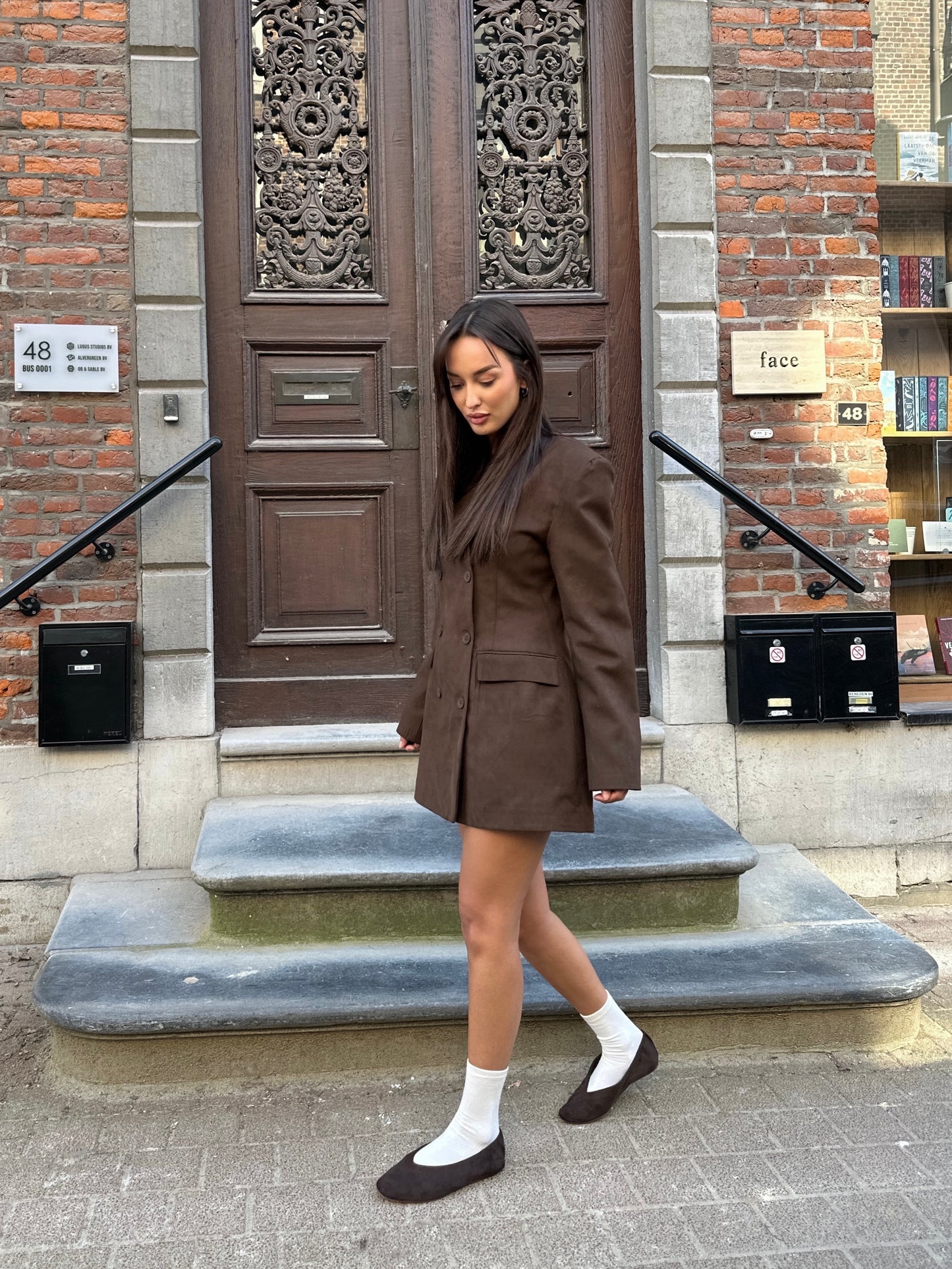 CHOCOLATE BROWN BLAZER DRESS