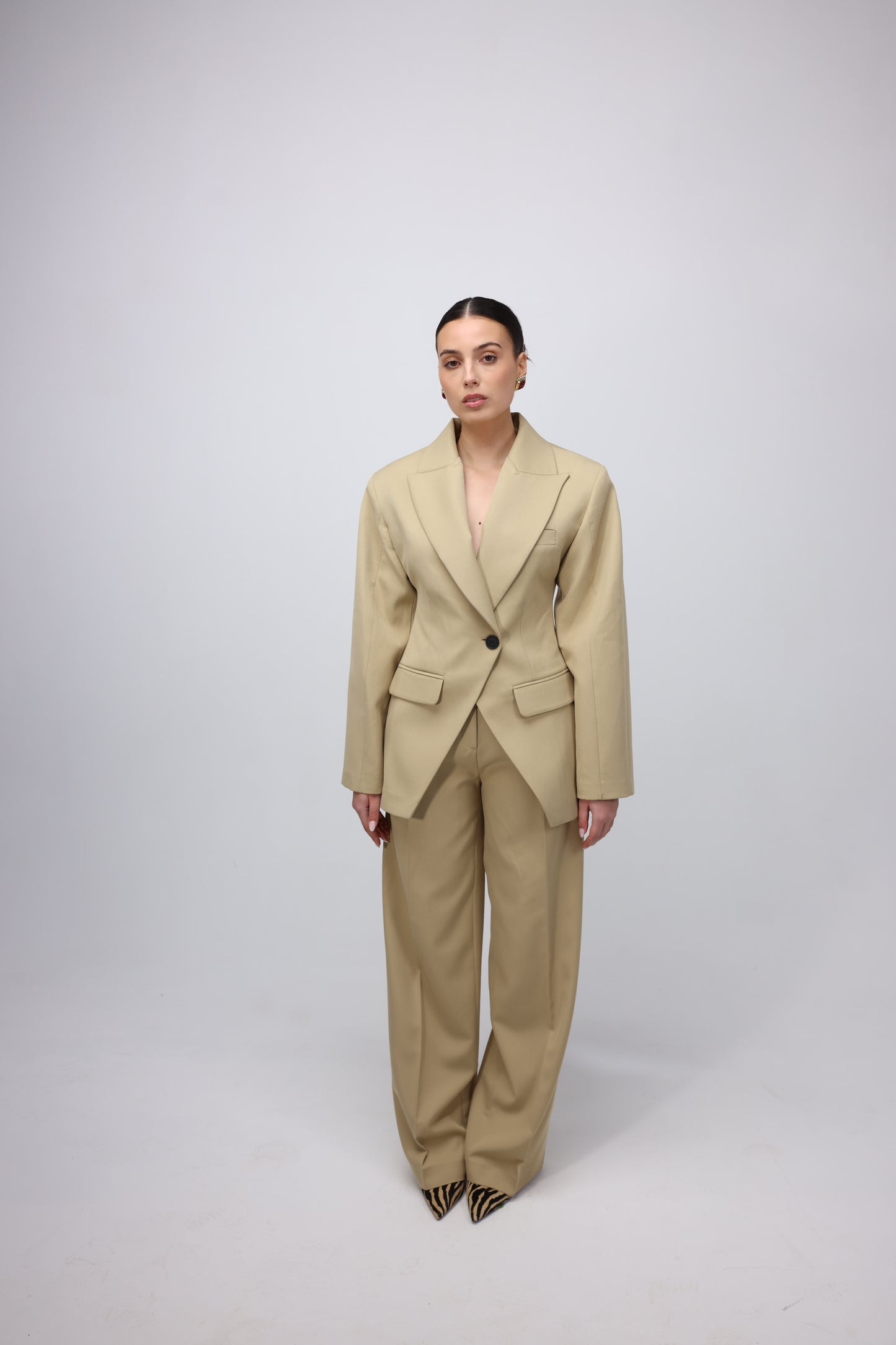 SAND PEPLUM WAIST BLAZER