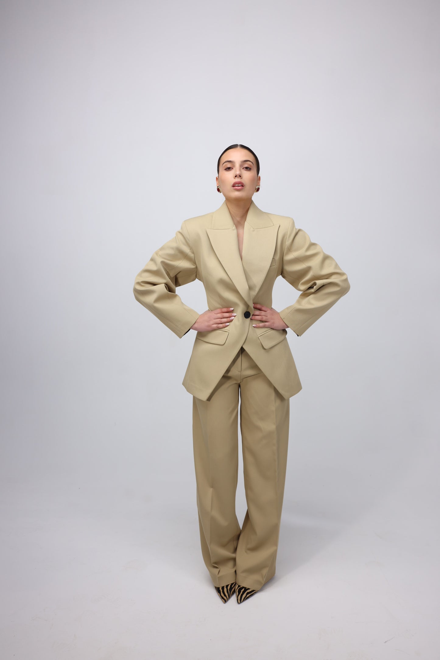 SAND PEPLUM WAIST BLAZER