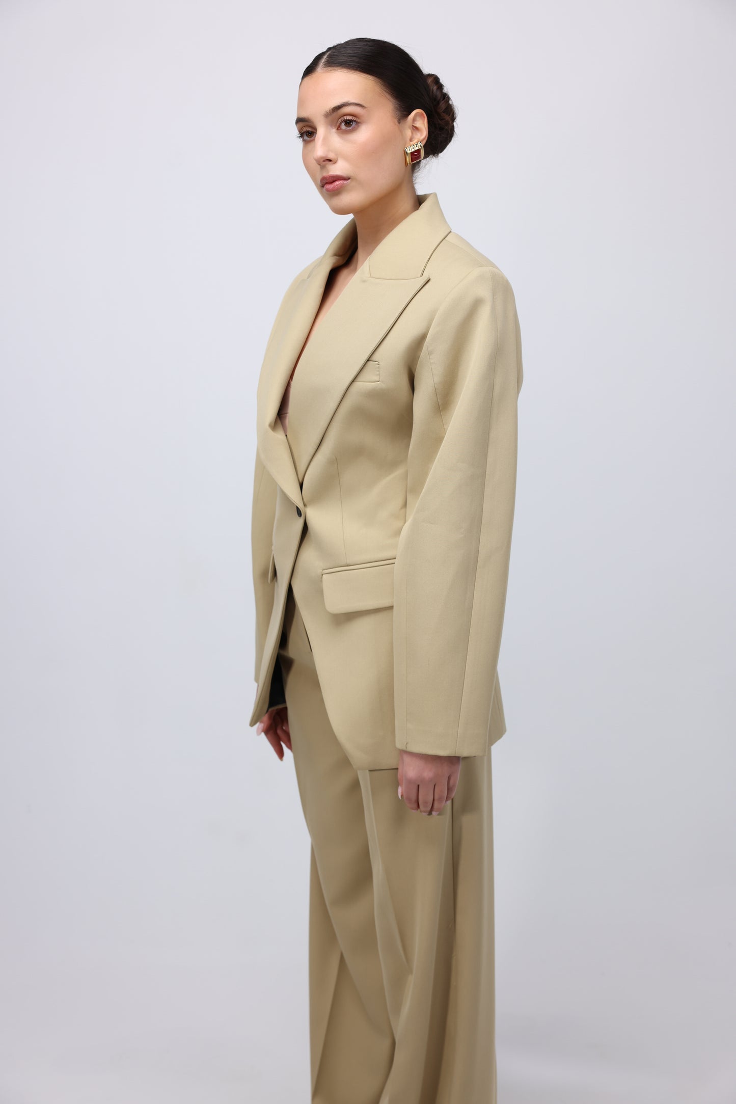 SAND PEPLUM WAIST BLAZER