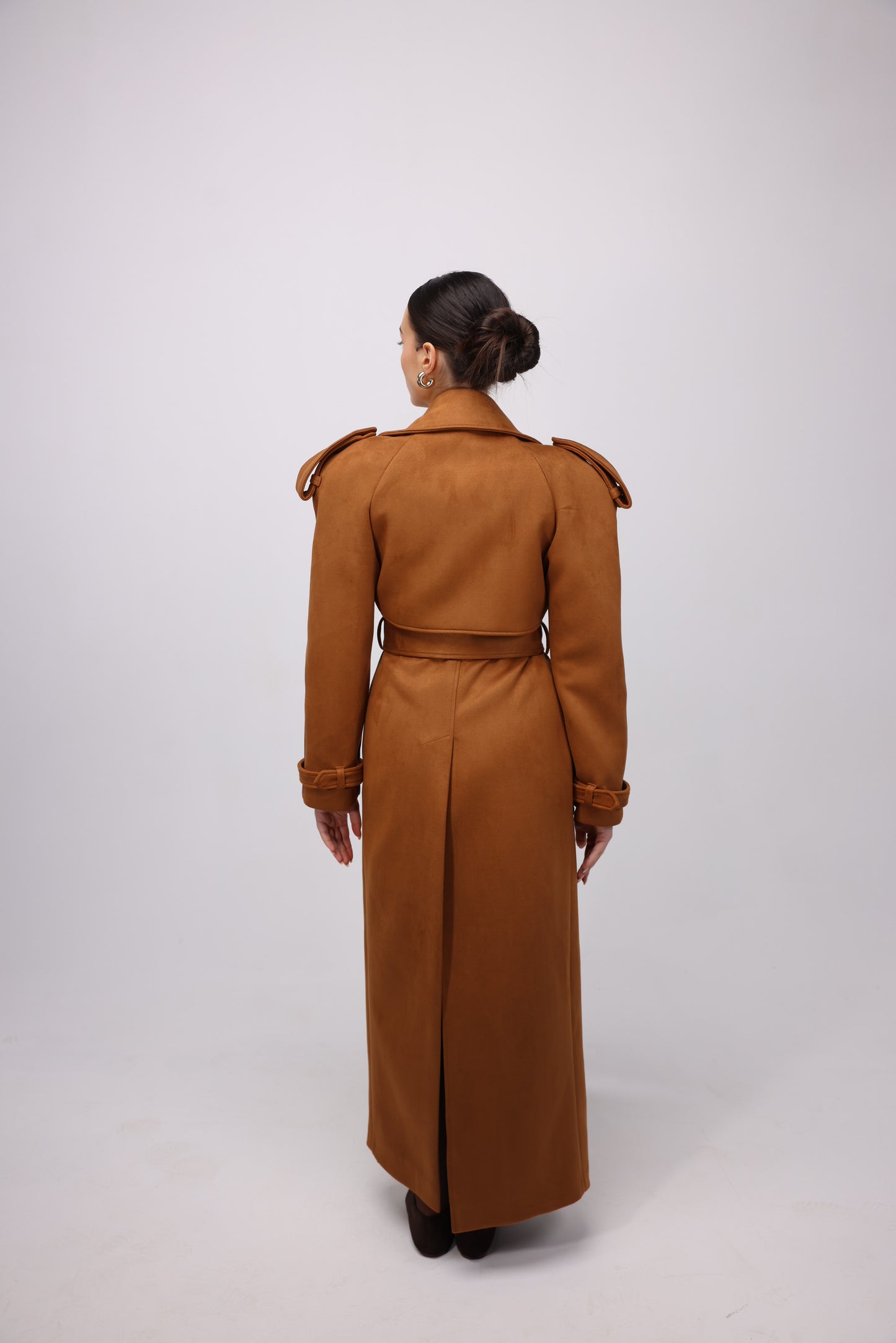 CAMEL SUEDE MAXI TRENCHCOAT