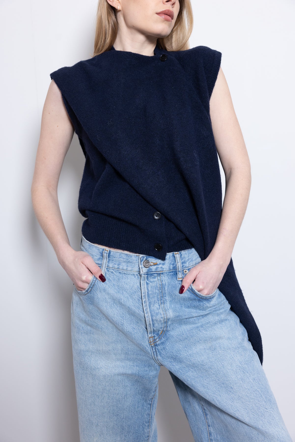 THE SCARF DETAIL VEST – Navy