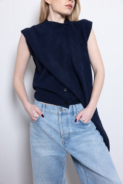 THE SCARF DETAIL VEST – Navy