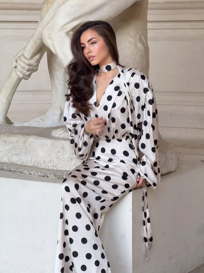 The Polka Maxi Dress - Ecru