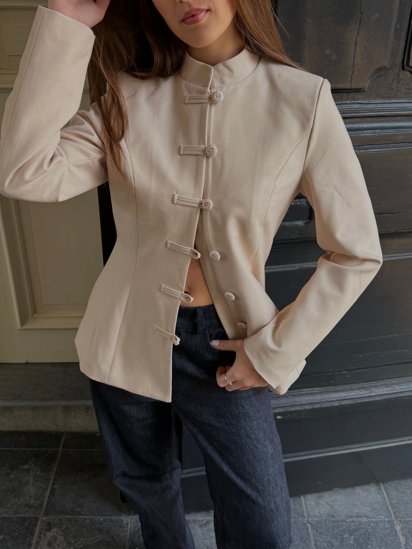 The Mandarin Blazer - soft cream