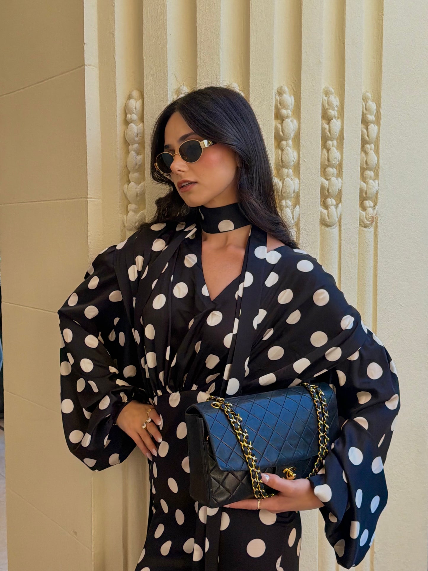 The Polka Maxi Dress - Noir