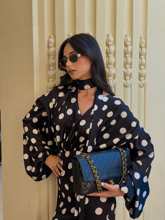 The Polka Maxi Dress - Noir