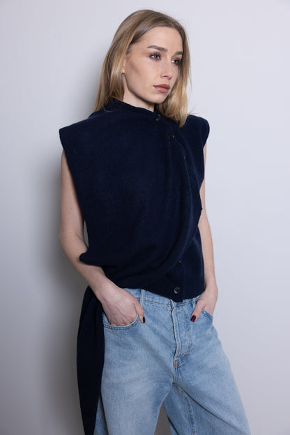 THE SCARF DETAIL VEST – Navy