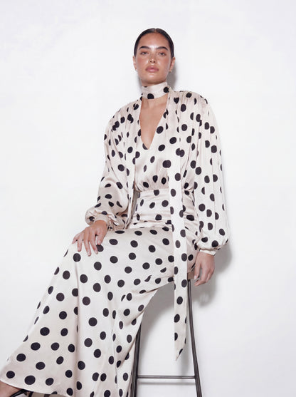 The Polka Maxi Dress - Ecru