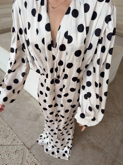 The Polka Maxi Dress - Ecru