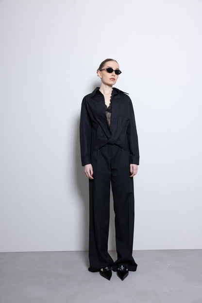 THE LAYERED LACE SHIRT – Black