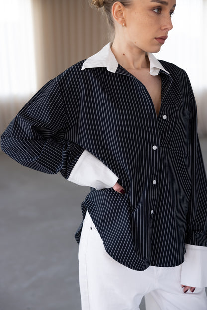 THE CONTRAST PINSTRIPE SHIRT