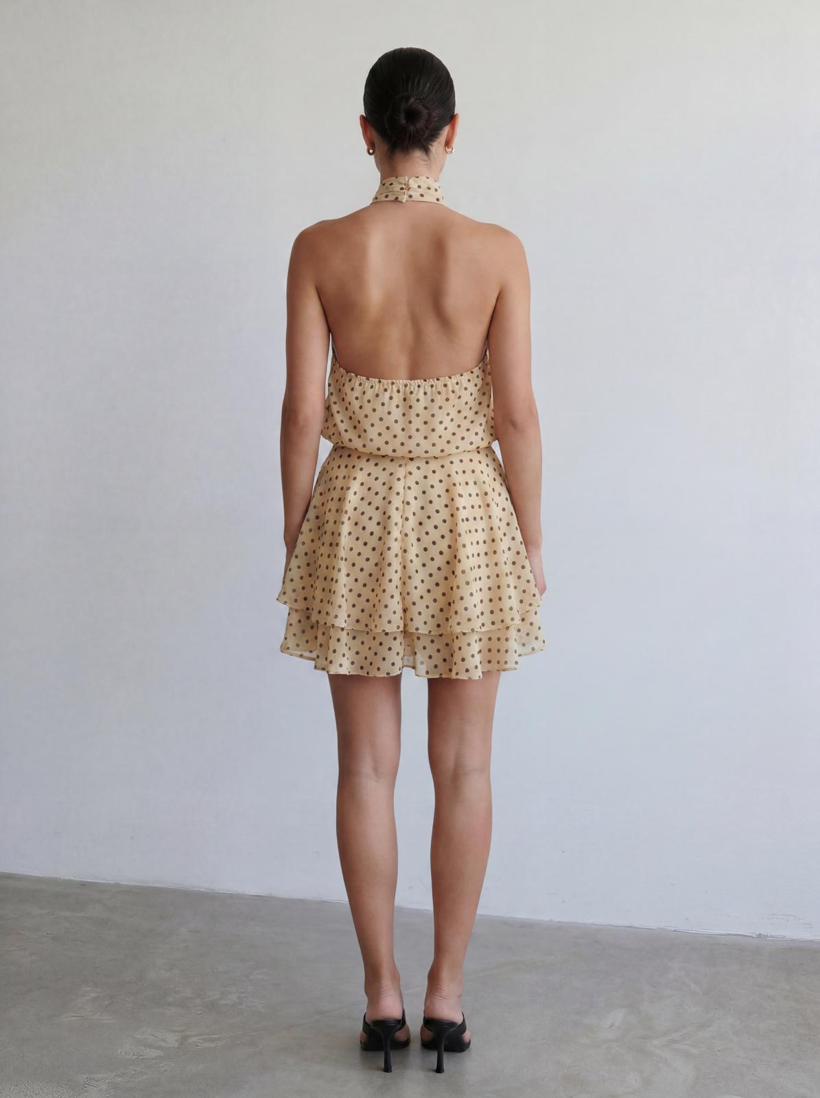 Polka Halter Mini Dress - Butter
