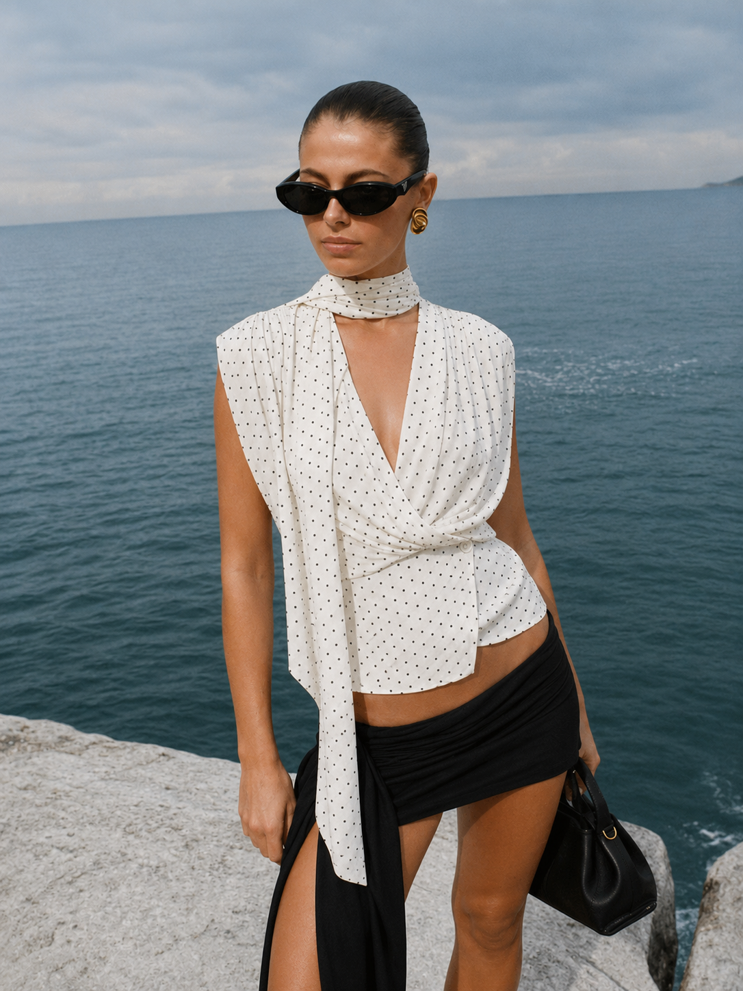 Polka Scarf Blouse