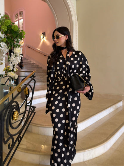 The Polka Maxi Dress - Noir