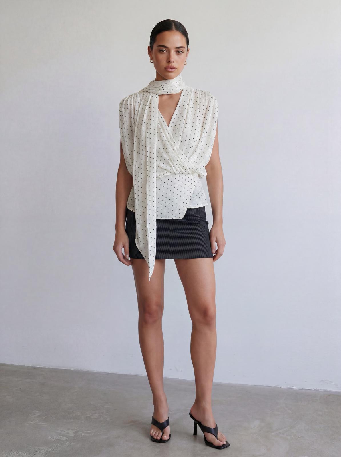 Polka Scarf Blouse
