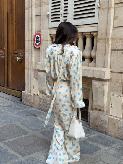 The Polka Maxi Dress - Baby blue