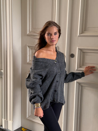OVERSIZED COOL CARDIGAN GREY