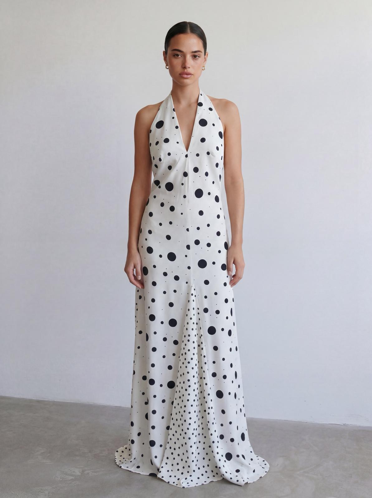 Halter Polka Maxi Dress