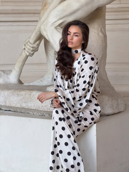 The Polka Maxi Dress - Ecru