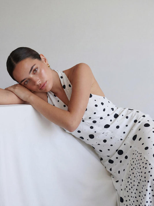 Halter Polka Maxi Dress