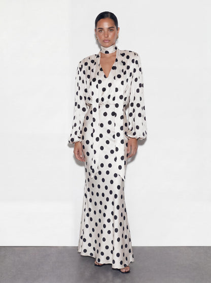 The Polka Maxi Dress - Ecru