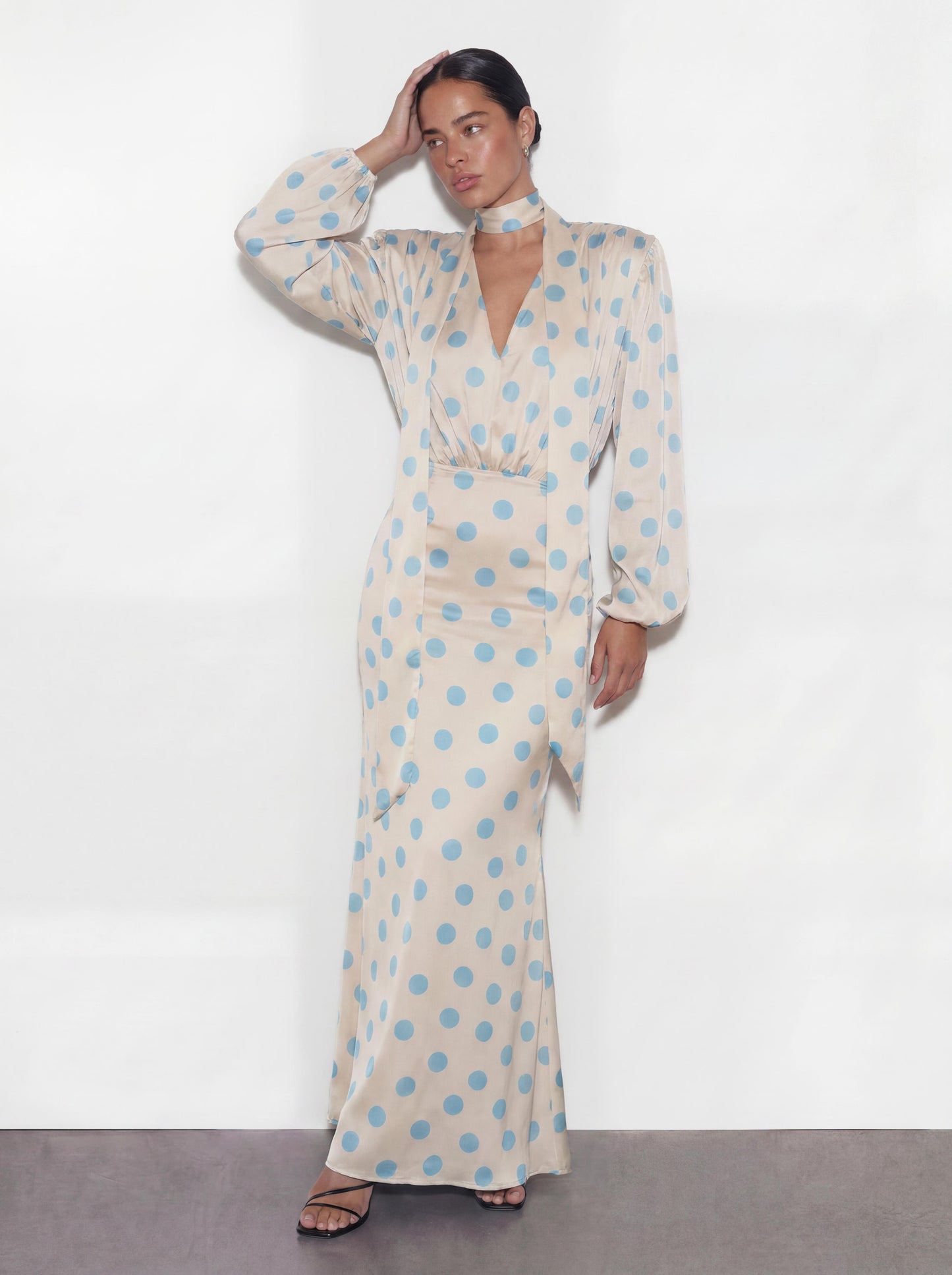 The Polka Maxi Dress - Baby blue