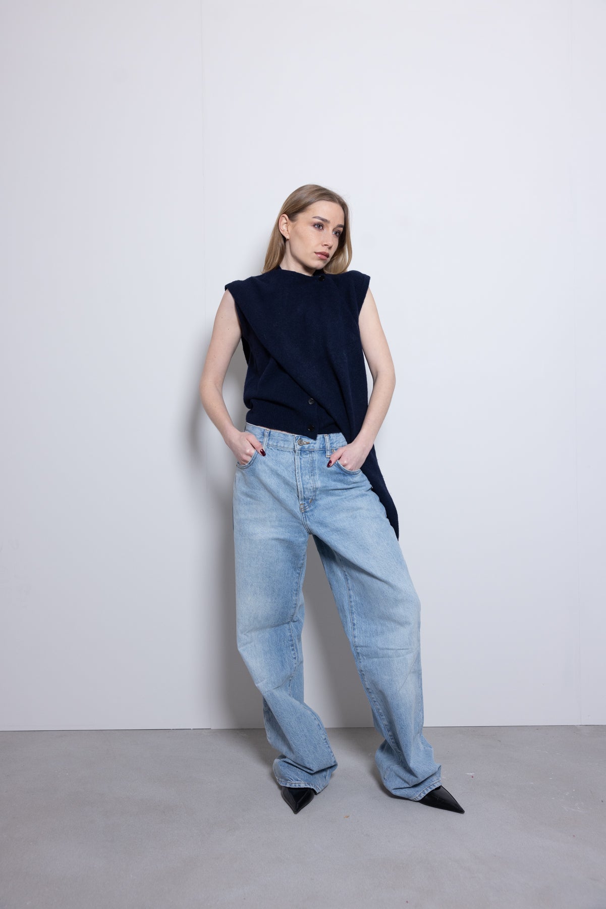THE SCARF DETAIL VEST – Navy