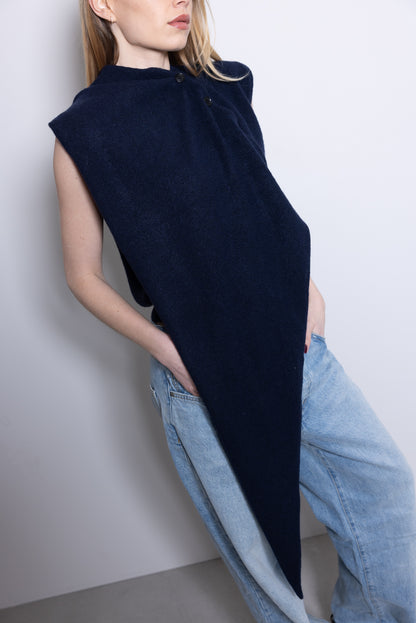 THE SCARF DETAIL VEST – Navy
