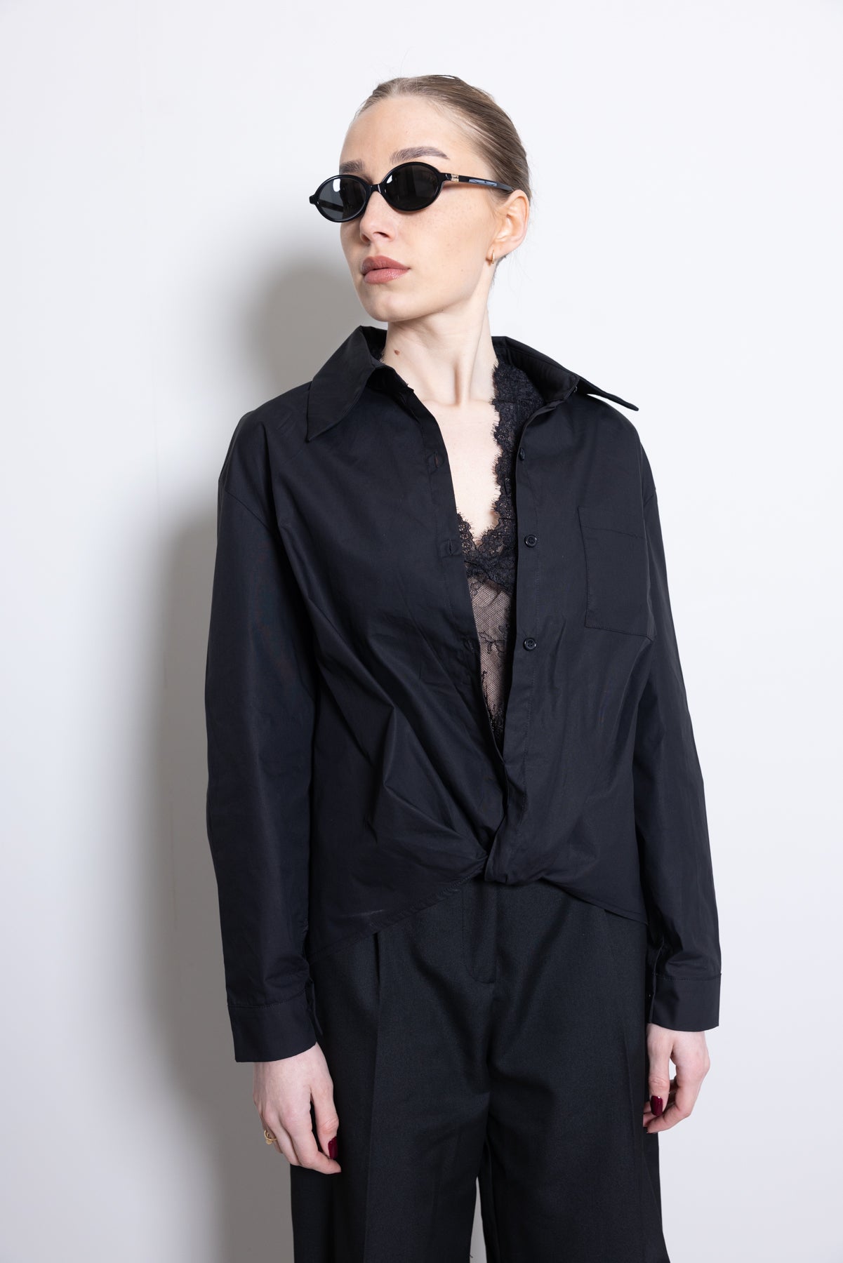 THE LAYERED LACE SHIRT – Black