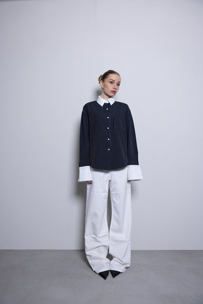 THE CONTRAST PINSTRIPE SHIRT