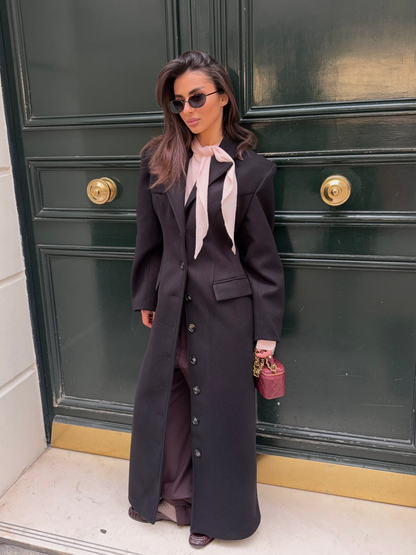 TAILORED LONGLINE COAT - BLACK