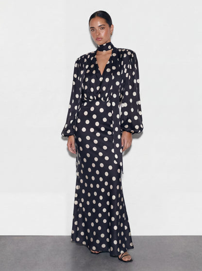 The Polka Maxi Dress - Noir