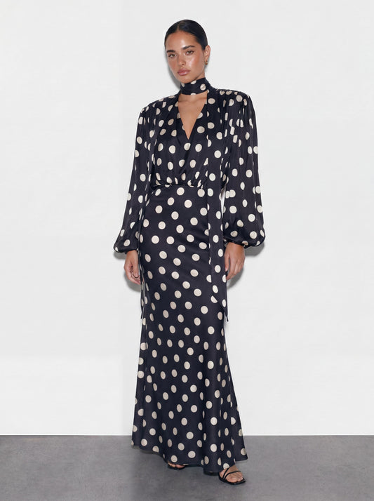 The Polka Maxi Dress - Noir