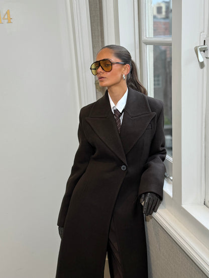 THE TAILORED WOOL COAT – Deep Cocoa