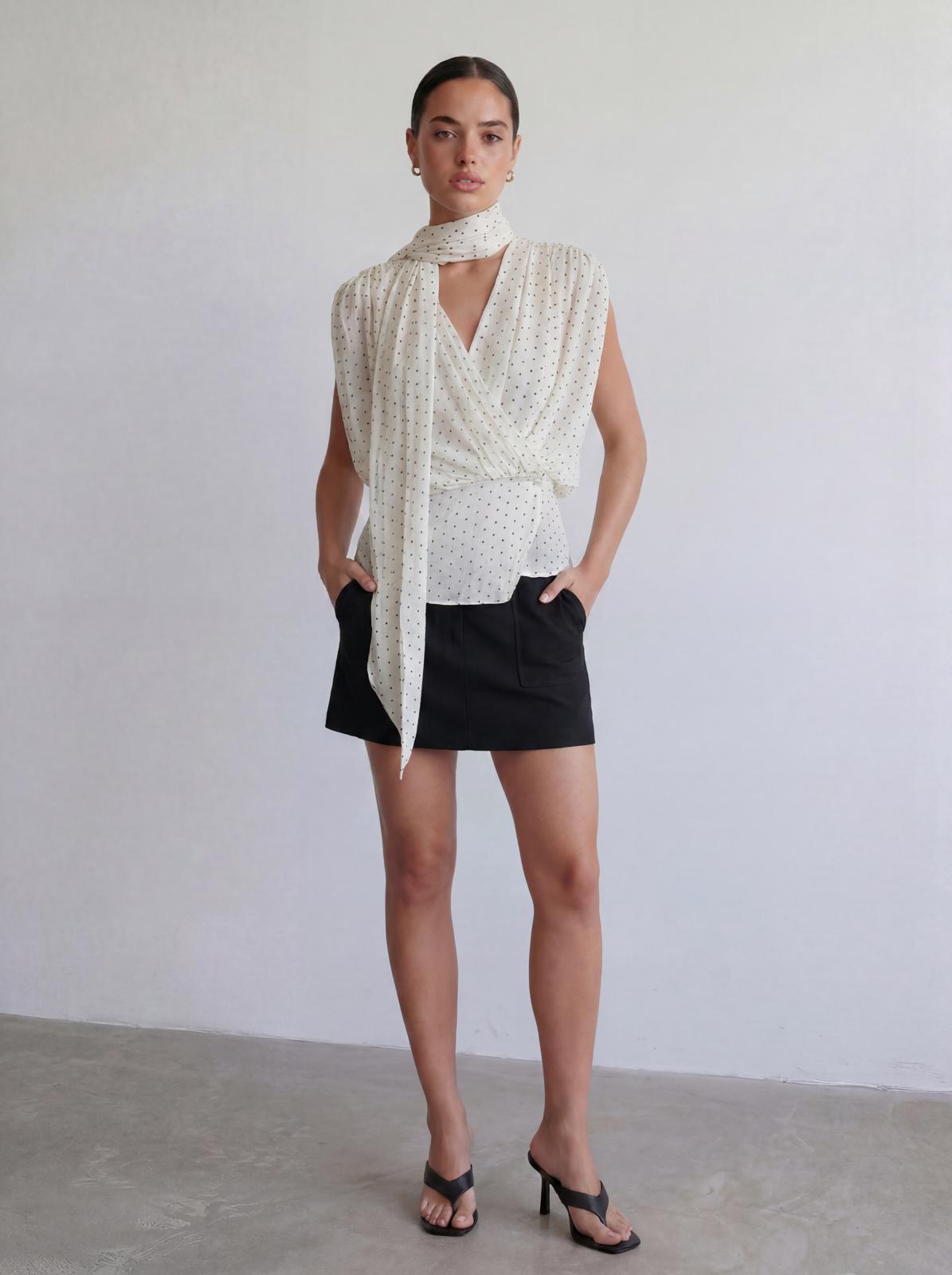 Polka Scarf Blouse