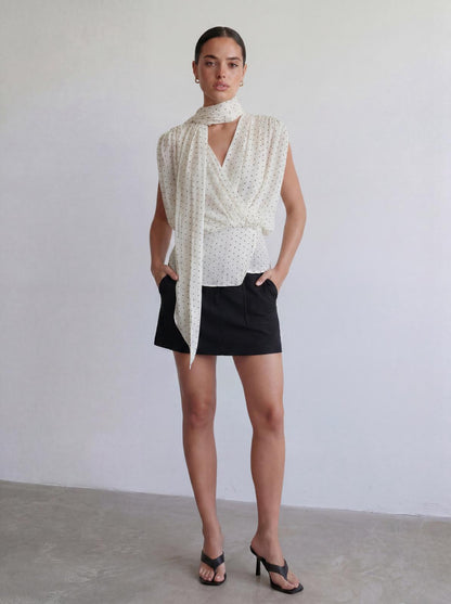 Polka Scarf Blouse