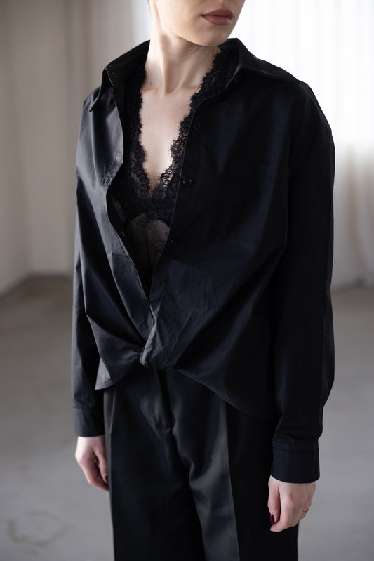 THE LAYERED LACE SHIRT – Black