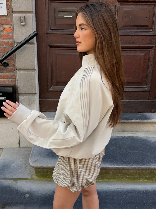 ZIP-UP LEATHER BOMBER JACKET