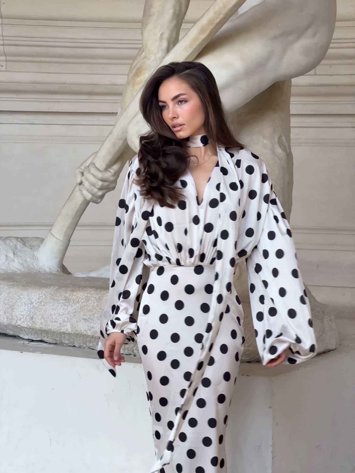 The Polka Maxi Dress - Ecru