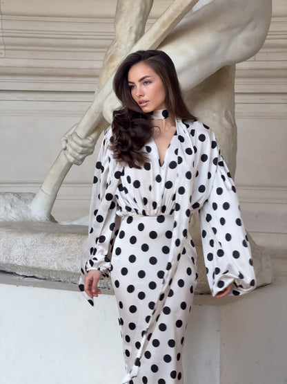 The Polka Maxi Dress - Ecru